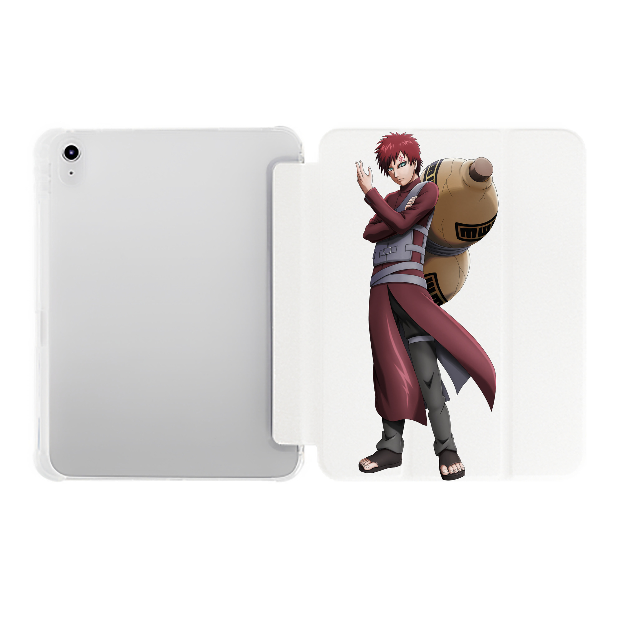 （画像用） NARUTO -ナルト- ガアラ Gaara IPad ケース ペン収納付き 三つ折りスタンド PUレザー×シリコン 対応機種9.5/10.5/10.9インチ